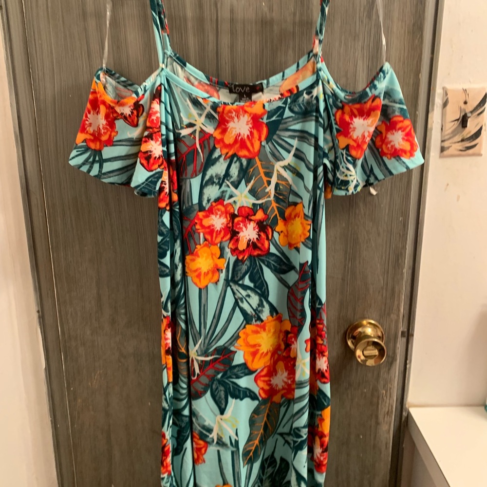 Tropical off the shoulder dress